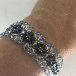 14k Gold Filled Crystal Bracelet in Blue & Gold